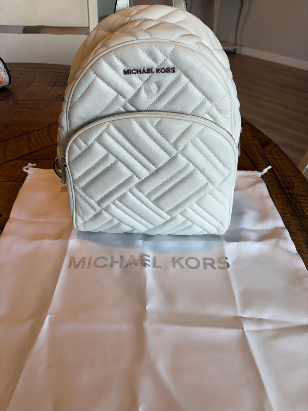 Michael Kors White Quilted Mini Backpack